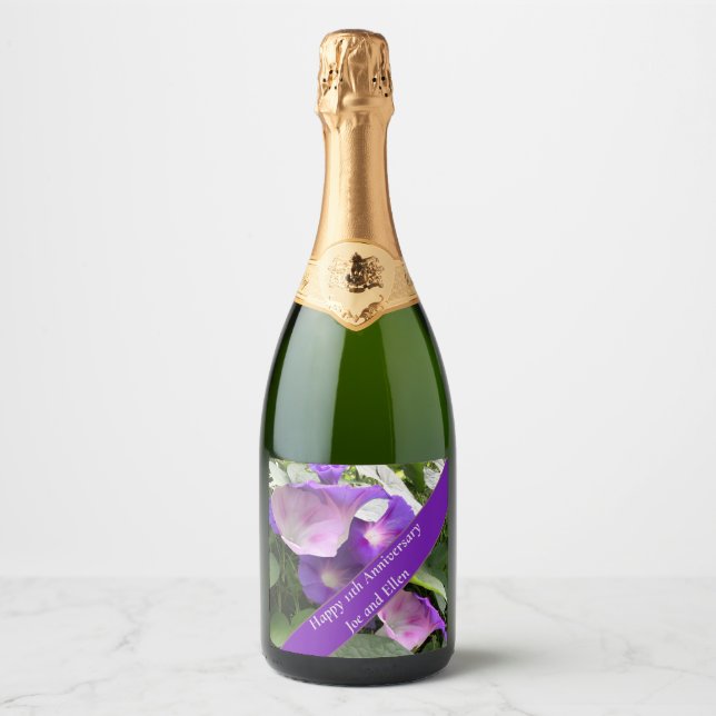 11th Wedding Anniversary,  Sparkling Wine Label (Front)