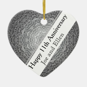 11th Wedding Anniversary, Steel Anniversary Ceramic Ornament