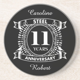 11TH wedding anniversary steel Coaster