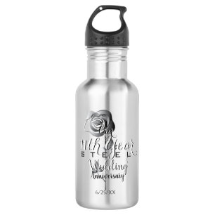 11th Wedding Anniversary Steel Rose 532 Ml Water Bottle