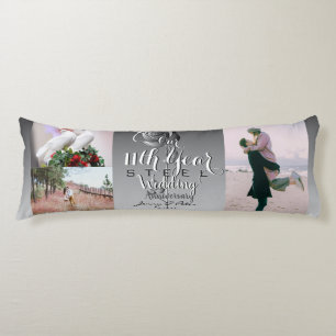 11th Wedding Anniversary Steel Rose Body Cushion