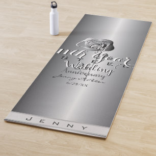 11th Wedding Anniversary Steel Rose  Yoga Mat