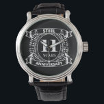 11TH wedding anniversary steel Watch<br><div class="desc">Your eleventh wedding anniversary has the traditional gift is steel. This crest style design is a romantic design for couples celebrating 11 years of marriage. If you would like any help customising this design please contact me, their is an ask this designer button, just below this text. 11th, 11th wedding...</div>