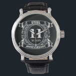11TH wedding anniversary steel Watch<br><div class="desc">Your eleventh wedding anniversary has the traditional gift is steel. This crest style design is a romantic design for couples celebrating 11 years of marriage. If you would like any help customising this design please contact me, their is an ask this designer button, just below this text. 11th, 11th wedding...</div>