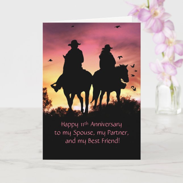 11th Wedding Anniversary to My Best Friend Horses Card (Orchid)