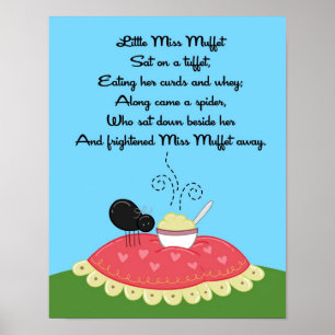 11x14 Little Miss Muffet Rhyme Kids Room Wall Art