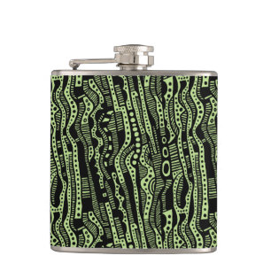 120115 - Black on Light Green b8da89 Hip Flask