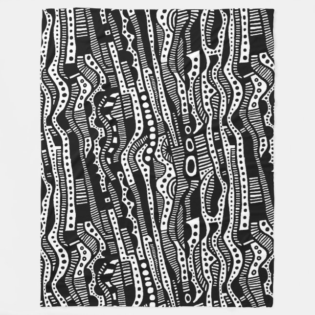 120115 - Black on White Fleece Blanket (Front)