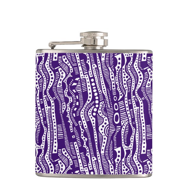 120115 - Deep Purple on White Hip Flask (Front)