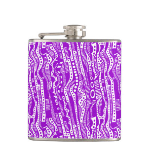120115 - Purple on White Hip Flask