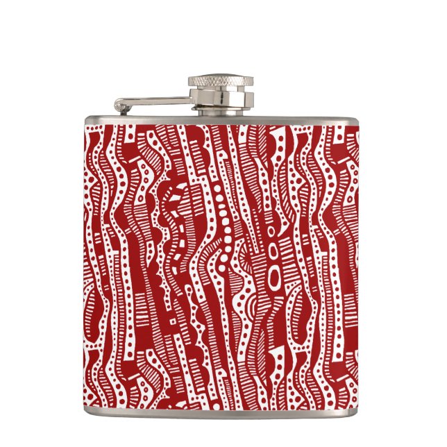 120115 - Ruby Red on White Hip Flask (Front)