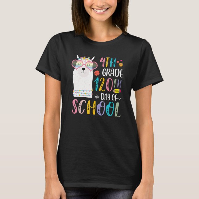 120th day of School No Prob Llama 120 Days Of 4th  T-Shirt (Front)