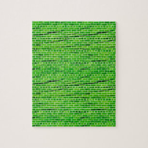 121 WRINKLED BRIGHT GREEN BRICK WALL PATTERNS BACK JIGSAW PUZZLE