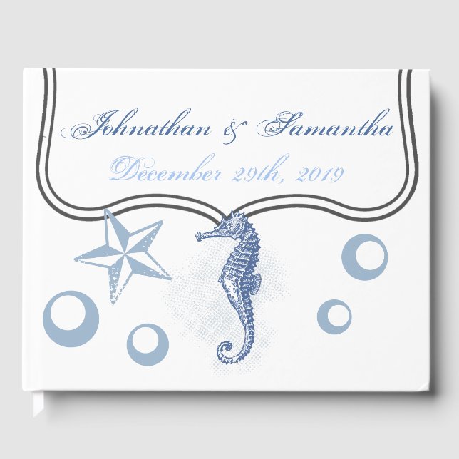 122 Page Wedding Guestbook Seahorse Ocean Beach (Front)