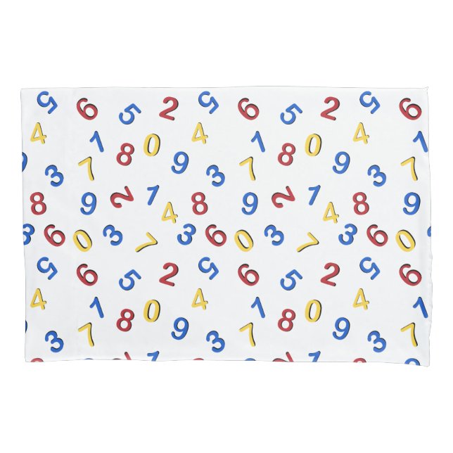 123 Numbers Red Yellow Blue Pillowcase (Front-Left)