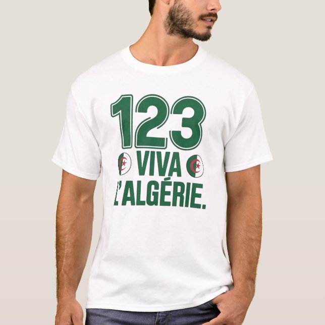 123 VIVA L’ALGERIE – Algeria Football Fans | AFCON T-Shirt (Front)