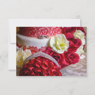 1242-Wedding Cake, Bouquet and Rings Invitation
