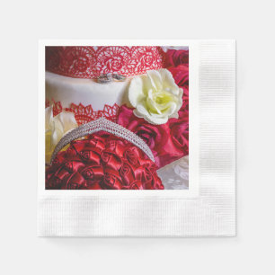1242-Wedding Cake, Bouquet and Rings Napkin