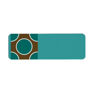 124 RETRO COLORS BROWN TEAL WHITE POLKADOTS PATTER RETURN ADDRESS LABEL