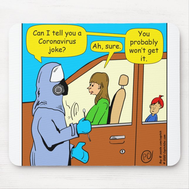 1274 Coronavirus Joke Cartoon Mouse Pad (Front)