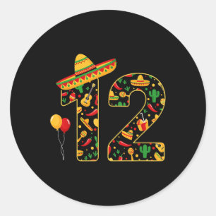 12 12th Birthday Mexican Sombrero Maracas Cinco De Classic Round Sticker