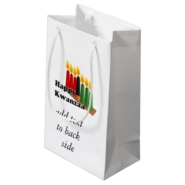 12-26 Happy Kwanzaa Small Gift Bag (Back Angled)