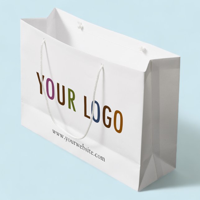 12.5 in Custom Gift Shopping Bag with Company Logo (MISOOK 12.5 x 4 x 9 inch White Gift Bag with Logo)