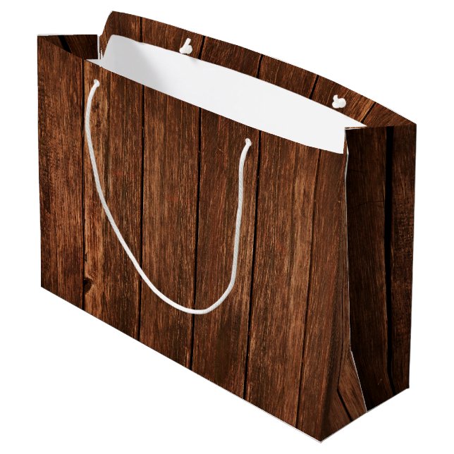12.5lx4wx9h Large Gift Bag Barn Wood Country Rusti (Back Angled)