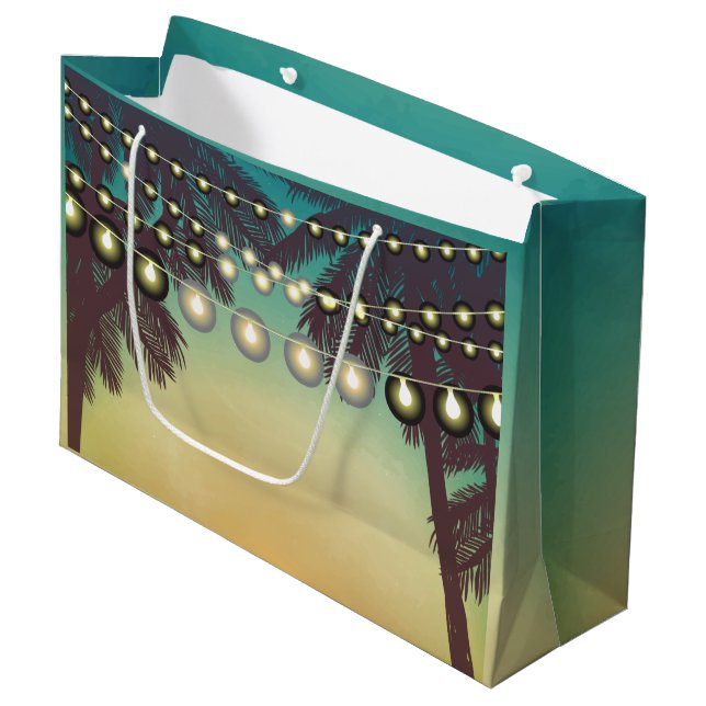 12.5lx4wx9h Large Gift Bag Beach Sunset Palm Trees (Front Angled)