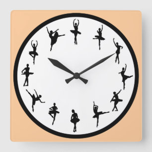 12 Ballet Silhouettes Square Wall Clock
