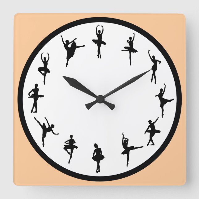 12 Ballet Silhouettes Square Wall Clock (Front)