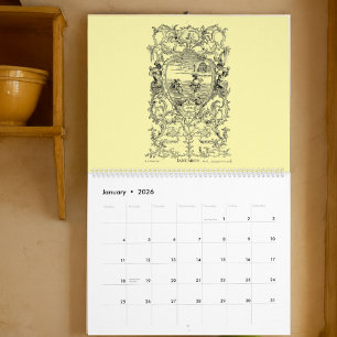 12 Baroque Rococo 18th Century Cartouches Calendar