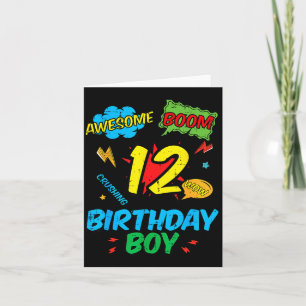 12 Birthday Boy Comic 12th Bday Superhero Party Bo Card