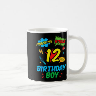 12 Birthday Boy Comic 12th Bday Superhero Party Bo Coffee Mug
