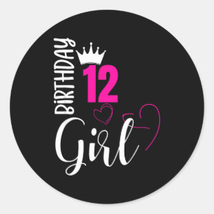 12 birthday girl happy 12th birthday classic round sticker