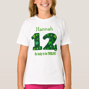 12 Birthday Girl Shamrock Number Custom Name V10D T-Shirt
