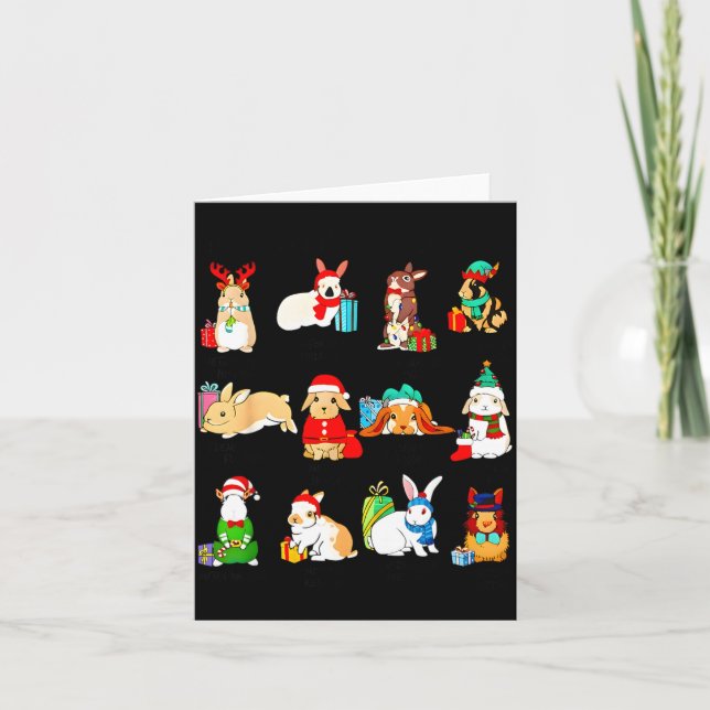 12 Bunny Of Christmas Bunny Rabbit Christmas Xmas  Card (Front)