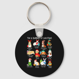 12 Cats Of Christmas Funny Bunny Rabbit Santa Xmas Key Ring