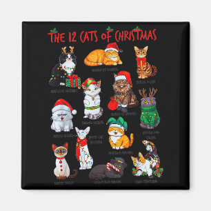 12 Cats Of Christmas Funny Holiday Xmas Cat Lover Magnet