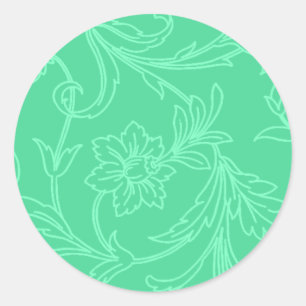 12 Colour Choices Jacobean Tone Damask Classic Round Sticker