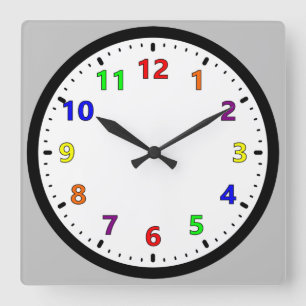 12 Colour Rainbow Square Wall Clock