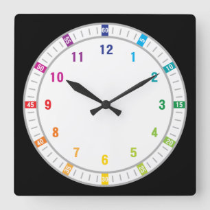 12 Colour Rainbow Square Wall Clock