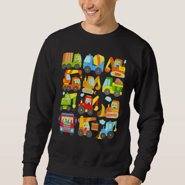 12 construction vehicles machinery construction si sweatshirt (Front)