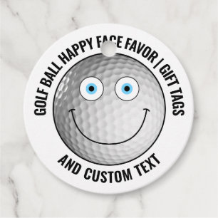12 Custom Golf Party BLUE EYES Happy Face Gift Favour Tags