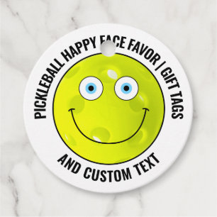 12 Custom Pickleball BLUE EYES Happy Face Gift Favour Tags