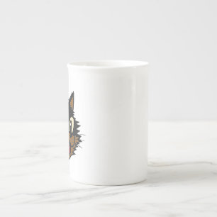 12 CUTE SMILING BLACK AND BROWN NAUGHTY CAT BONE CHINA MUG
