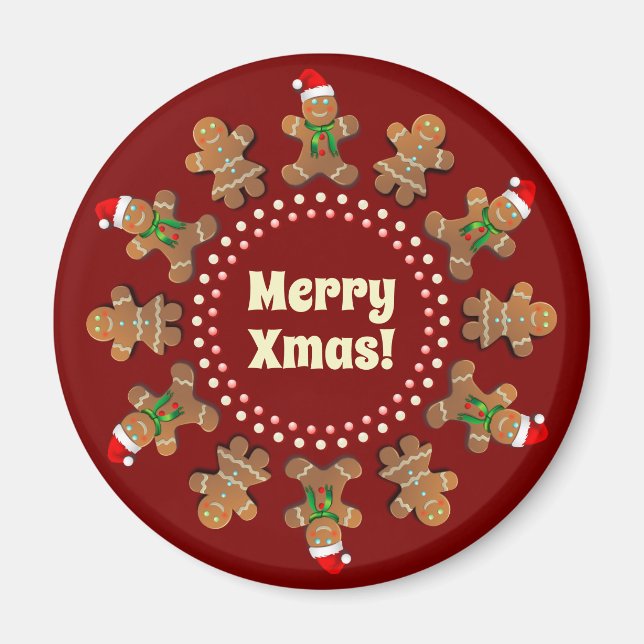 12 Dancing Gingerbread Cookies Magnet (Front)