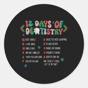 12 Day Of Dentistry Christmas Dentist Dental Hygie Classic Round Sticker
