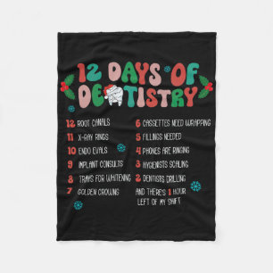 12 Day Of Dentistry Christmas Dentist Dental Hygie Fleece Blanket