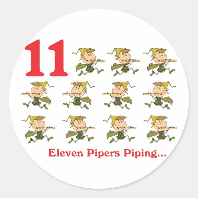 12 days eleven pipers piping classic round sticker (Front)